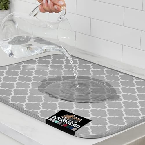 Ultra Absorbent Microfiber Dish Drying Mat (18" x 24" / Microfiber / Quatrefoil)
