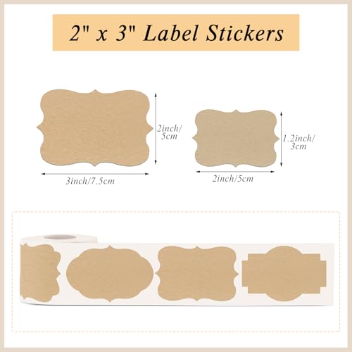 300 Pcs Gift Tag Stickers (Light Brown)