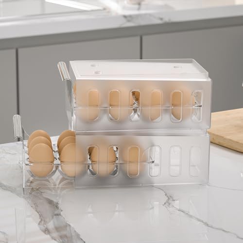 Egg Holder for Refrigerator Drawer Type Egg Container for Refrigerator BPA Free Fridge Organizer