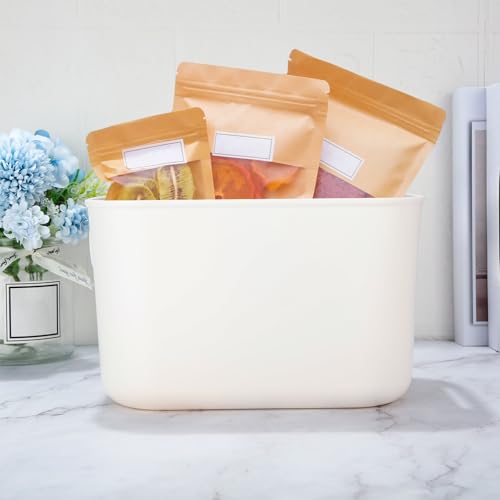 10 Pcs White Plastic Storage Bins 10 x 7 x 6 Inch (White / 7.3 x 10.2 x 6.4 Inch)