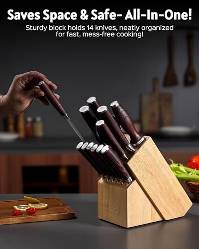 Kitchen Knife Set with Block (14 Piece Knife Set)