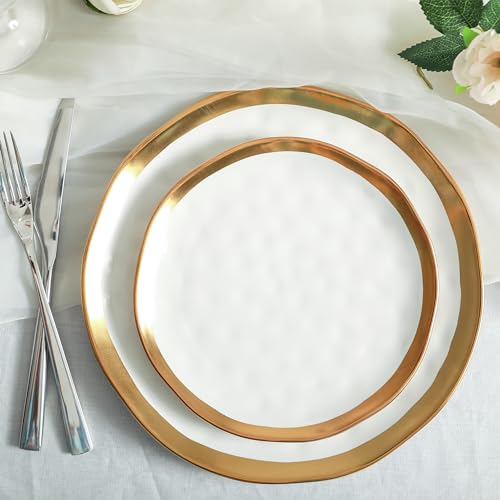 Florian Modern Porcelain Dish Set (32-Pieces Service for 8 / White with Gold Rim)