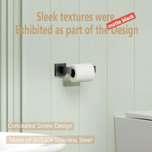 Black Toilet Paper Holders Bathroom Toilet Paper Roll Holder SUS304 Stainless Steel Contemporary Wall Mounted (2 Count)