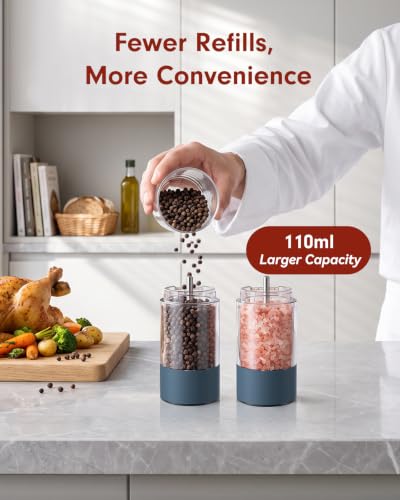 Larger Capacity Rechargeable Electric Salt and Pepper Grinder Set