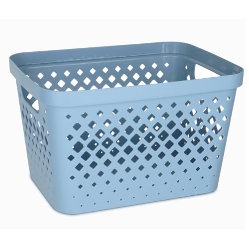 Plastic Storage Basket Set (Marina Blue / 4 Gallon)