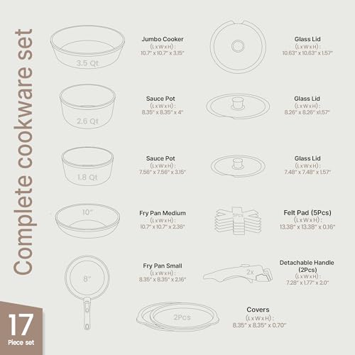 Bakken 17 Piece Ceramic Coated Aluminum Cookware Set (Dark Gray)