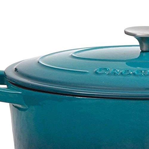 Artisan 5 Quart Round Enameled Cast Iron Dutch Oven (Teal Ombre / 5-Quart)