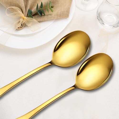 Stainless Steel Serving Spoons Set (8 Pieces (Large Only) / Gold)