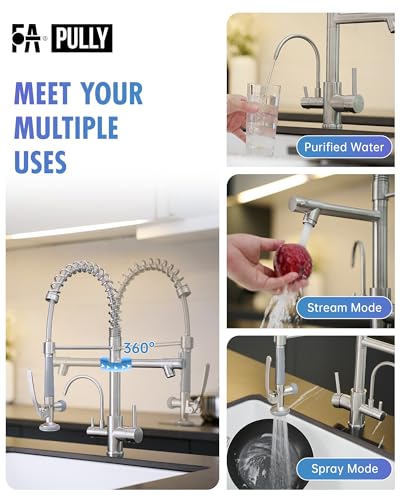 3 in 1 Faucet for Kitchen Sink (Brushed Nickel)