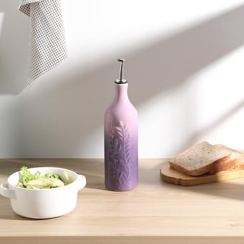 Sweejar Large Olive Oil Dispenser Bottle with Spout (Gradient Purple / Patterned styles)