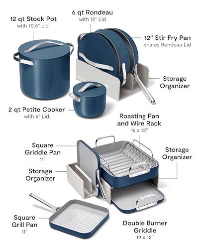 31-Piece Non-Stick Ceramic Cookware Bundle (Navy / 31pc Set)