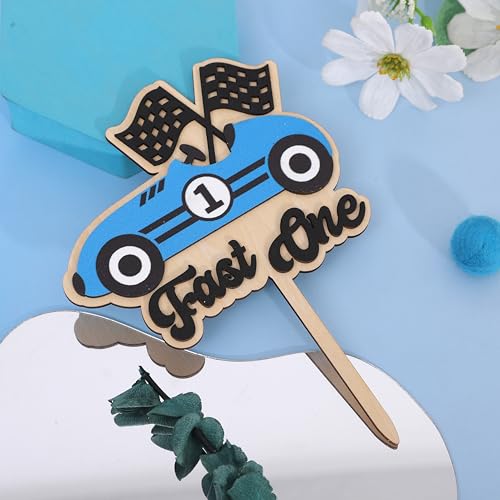 Wooden Fast One Cake Topper (Fastone-blue)
