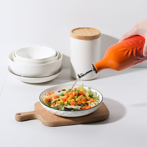 Sweejar Ceramic Olive Oil Dispenser Bottle (Gradient Orange / 20 oz, Set of 1)