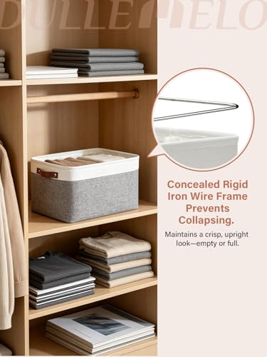 Storage Baskets for Organizing (White&Grey / Medium/3P-15"x11"x9.5")