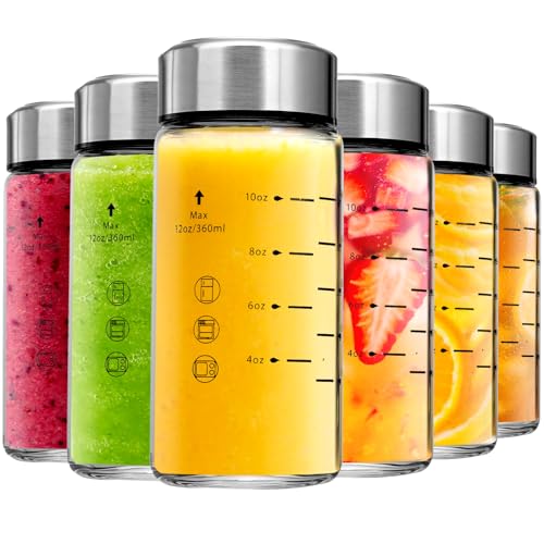 Glass Juice Bottles 6 Pack 12 oz (12 Ounces / 6 Pack)