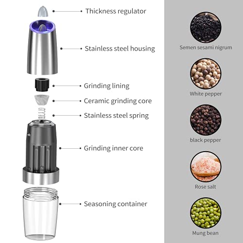 Gravity Salt and Pepper Grinder (Silver 2X)