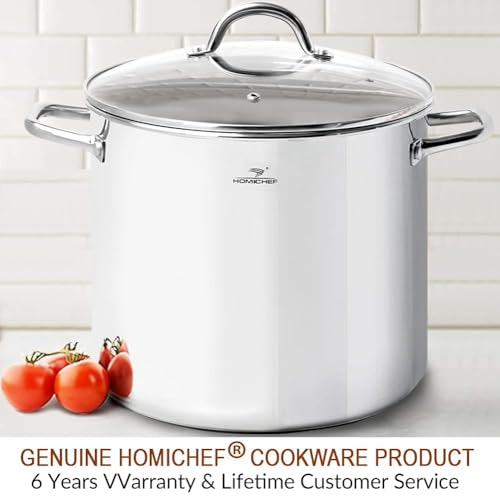 LARGE STOCK POT 24 Quart With Lid (24 Quarts / Mirror Polished Stainless Steel)