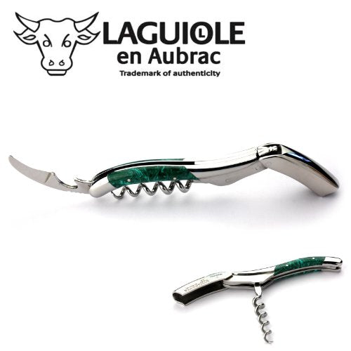 Laguiole en Aubrac corkscrew sommelier waiters knife 3 functions SOM99PMI malachite handle