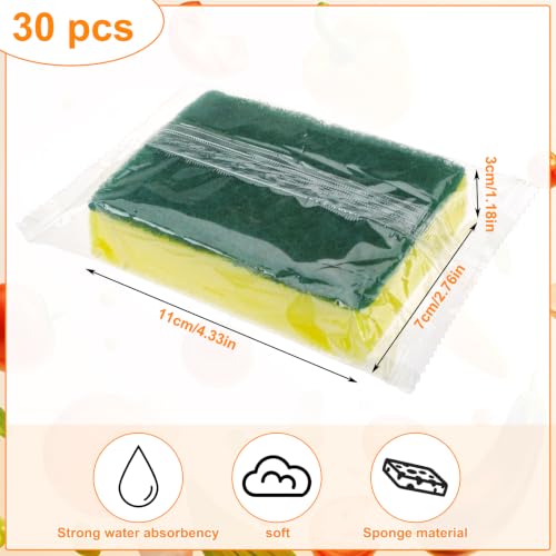 30 Pcs Individually Wrapped Sponges for Airbnb Apartment Green (Green)