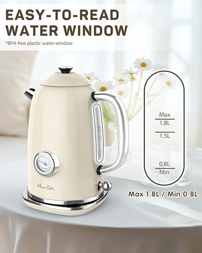61oz Electric Kettle with Thermometer (Beige White)