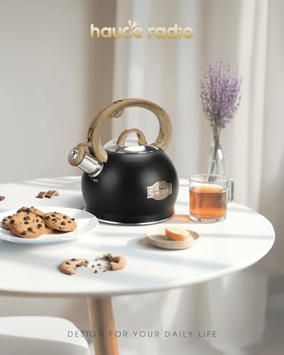 2.1 Qt Whistling Tea Kettle for Stovetop with Heat (Black)