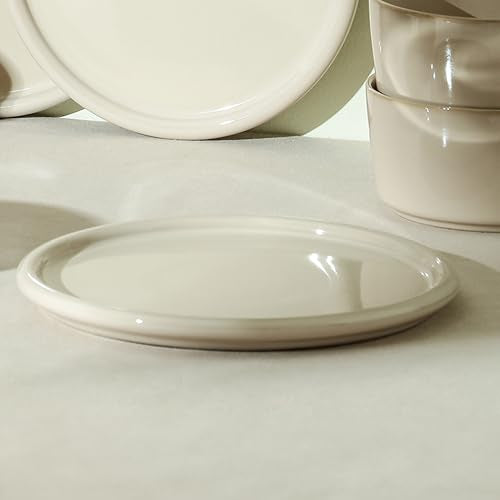 Eden 4 Piece Salad Plate Set Stoneware (Beige / 4-Piece - Salad Plate)