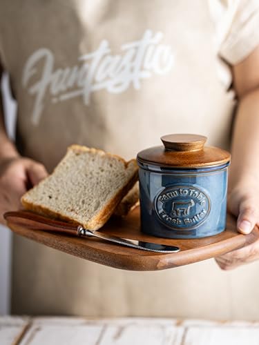 French Butter Dish with Lid (Blue / Cow-3.94"dia)