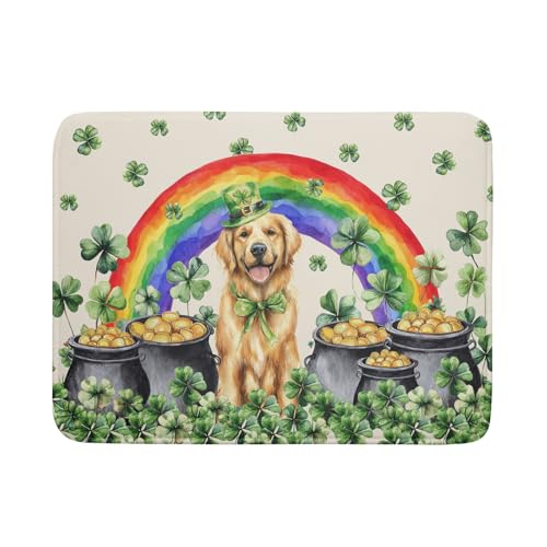 Funny Dog Dish Drying Mats for Kitchen Countertop Large Microfiber Absorbent Coffee Bar Mat (Green Lucky Gog / 24" x 18")