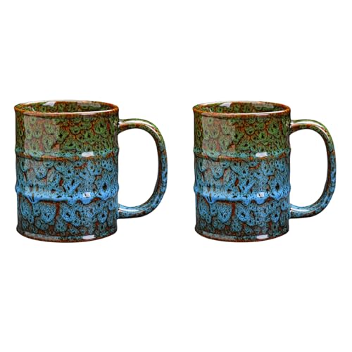Coffee Mug 20 Oz Coffee Cups Ceramic Tea Cup Large Coffee Mug for Office and Home (Green and Blue)