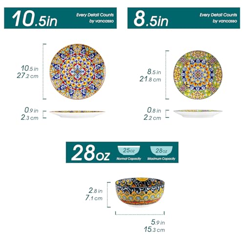 12 Pieces Dinnerware Sets (Service for 4 (12 Pcs) / Bohemian Style)