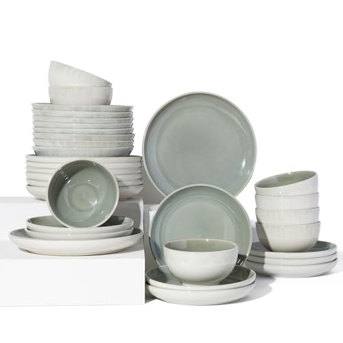Stoneware Dinnerware Sets for 8 (Gradient Green / Set (32pcs))