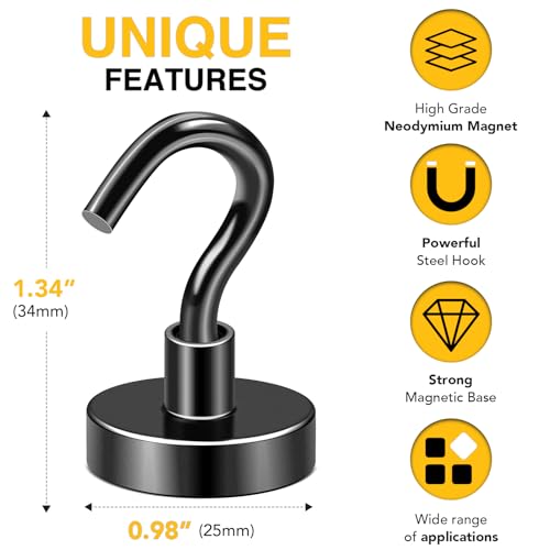 Magnetic Hooks (Black / 0.98in)