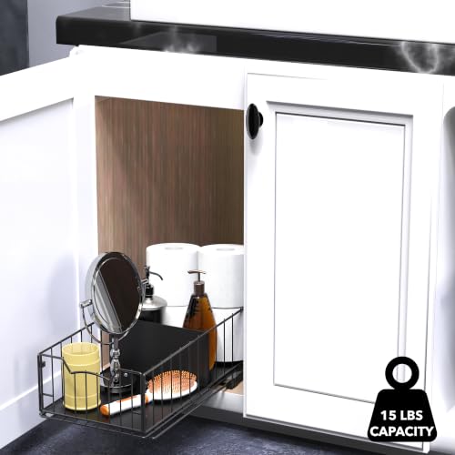 Pull Out Cabinet Sliding Basket (Black)