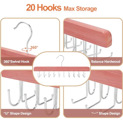 Cedar 2 in 1 Belt Tie Hanger for Closet Max 30 Belts with 30 Ties Capacity (Cedar)