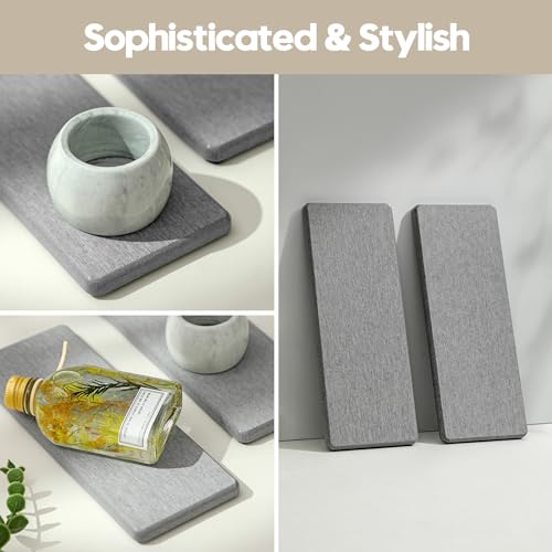 2PCS Bathroom Counter Vanity Trays (2 Pack - Light Gray / 9" x 3.5")