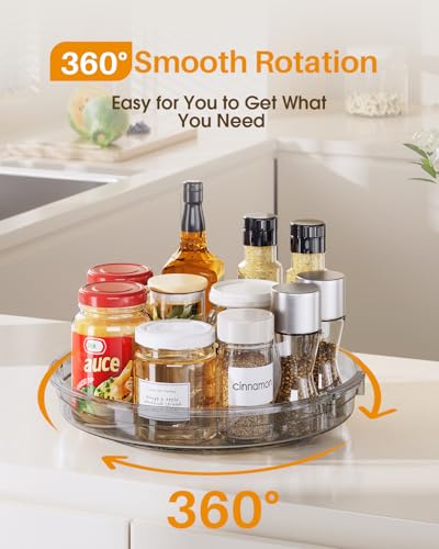 2 Pack 10.6in Lazy Susan Organizer Turntable for Cabinet (Gray / 10.6 inch)