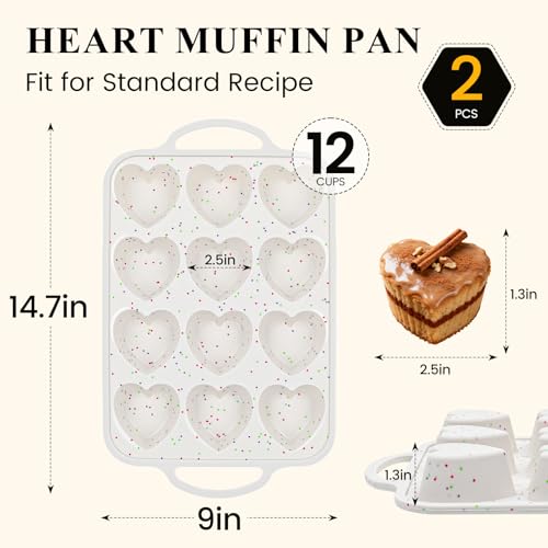 Heart Shaped Muffin Pan (Heart 12-Cup: 2pcs)