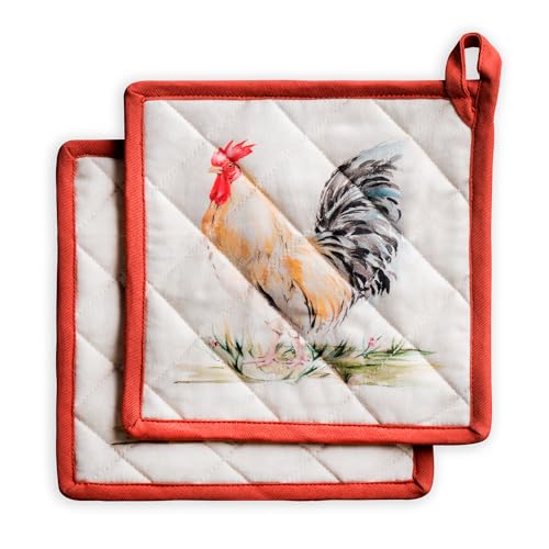 Pot Holders 100% Cotton Potholders (009 - Campagne / 8" x 8" (Pot Holder Pack of 2))