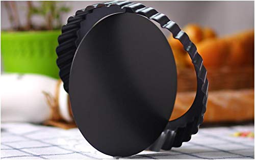 Tart Flan Pie Pan Nonstick Heavy Duty 10 Inch Quiche Cheese Molds With Removable Loose Bottom Fluted (10 Inch)