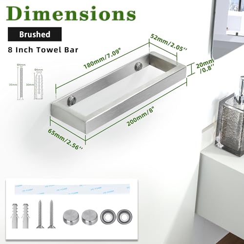 Hand Towel Holder Towel Bar for Bathroom Wall Mounted 8 Inch (Brushed / 8-Inch)