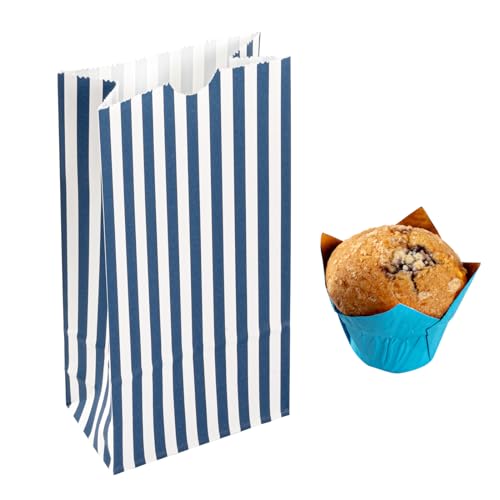 Blue And White Stripe Paper Bag (2 lb / Blue & White)
