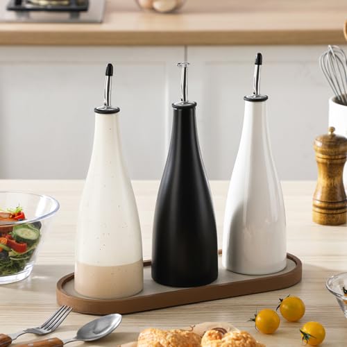 16 Oz Ceramic Olive Oil Dispenser Bottle (16 Ounces / Black)