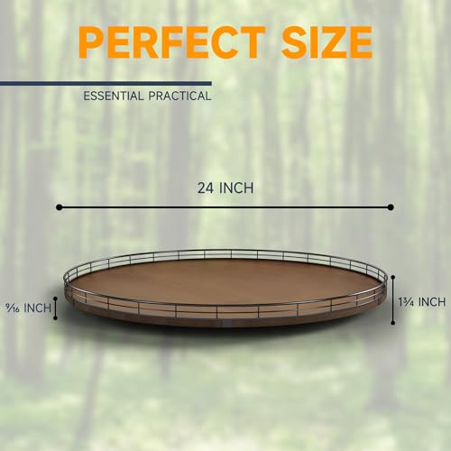 24 Inch Extra Large Farmhouse Oak Lazy Susan Organizer