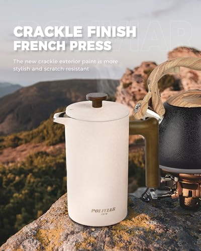 POLIVIAR French Press Coffee Maker (Crack Beige)
