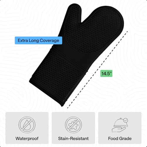 Silicone Oven Mitts (Black / 14.5" Oven Mitts)