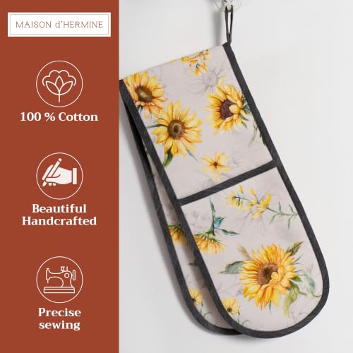 Double Oven Mitts 100% Cotton Double Oven Glove (057 - Candice / 7" x 35" (Double Oven Mitt))