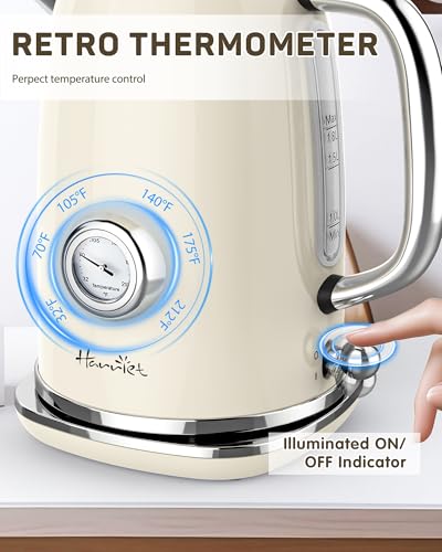 61oz Electric Kettle with Thermometer (Beige White)