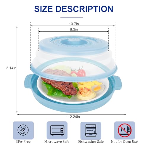 10.7 Inch Microwave Food Cover with Heat Insulation Mat (Blue)