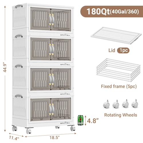 180Qt Stackable Storage Bins with Lid (White / 45QT-4Pack)