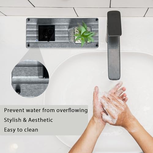 2 PCS Water Absorbing Stone Trays for Bathroom Sink Fast Drying Coasters (11" X 4.7" Gray)